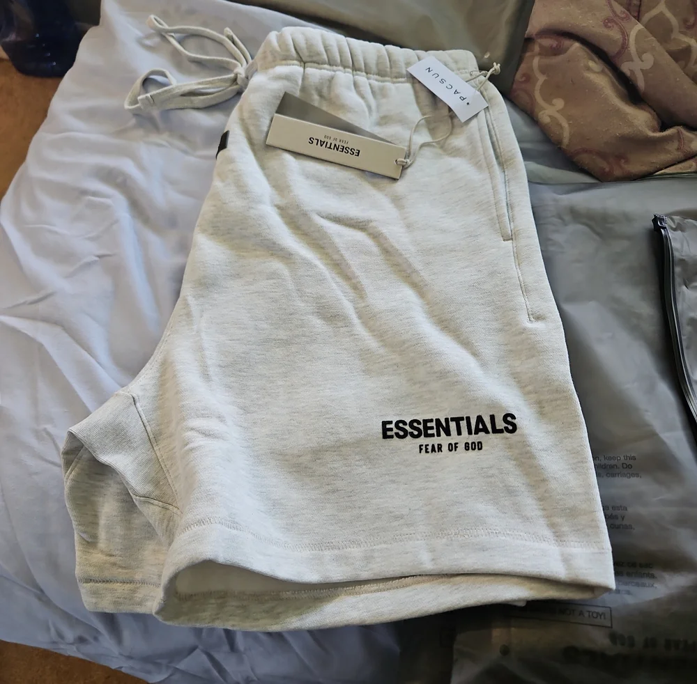 NWT Fear of God Essentials Light Oat Logo Athletic Shorts